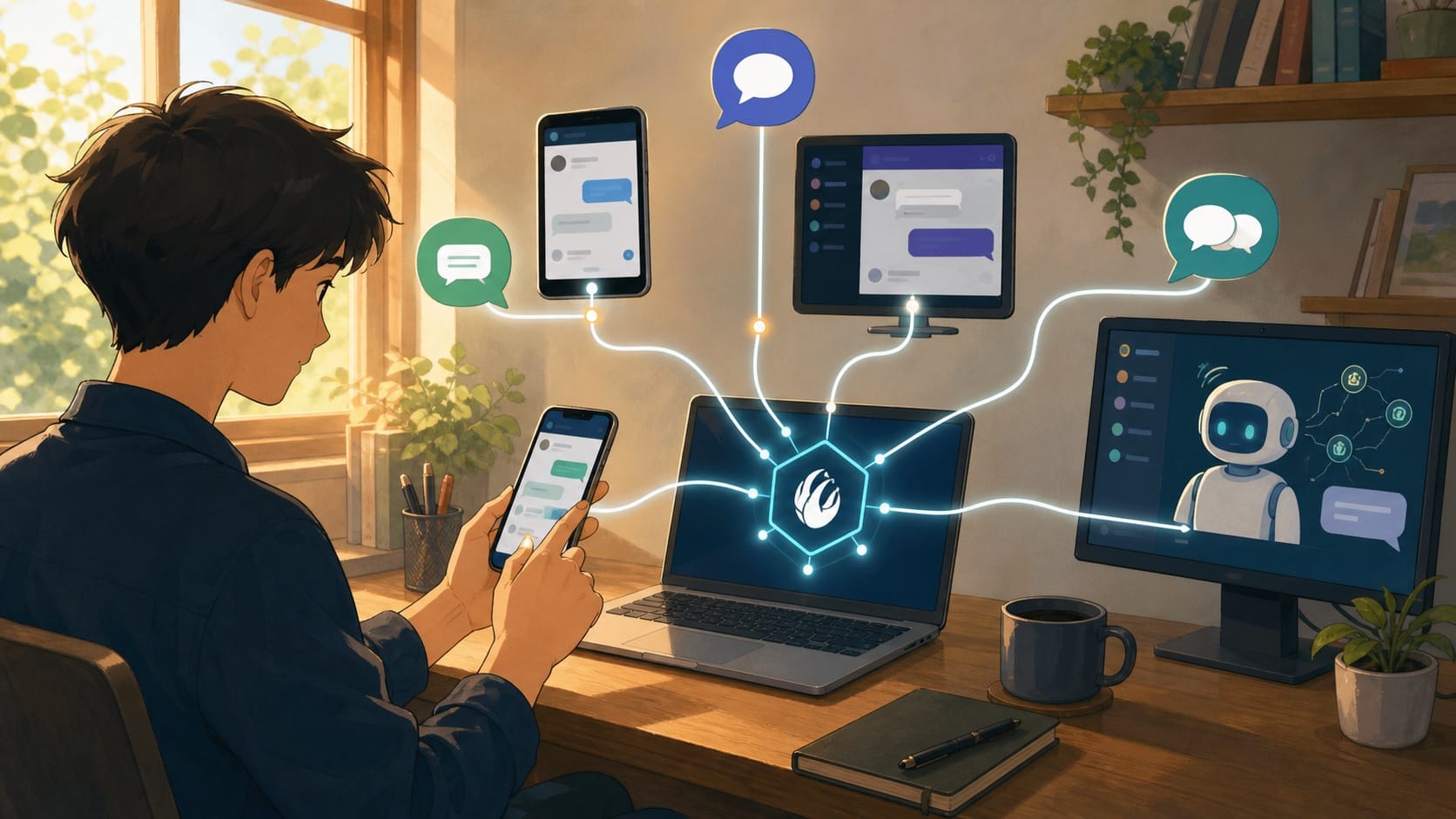 ภาพประกอบ: OpenClaw gateway เชื่อมข้อความจาก chat app หลายช่องทางเข้ากับ AI assistant workspace