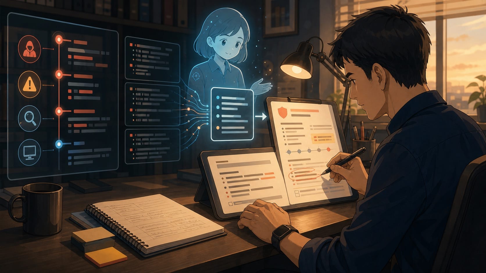 ภาพประกอบ: AI ช่วยสรุป incident report แต่ security lead ตรวจและแก้ไขก่อนอนุมัติ