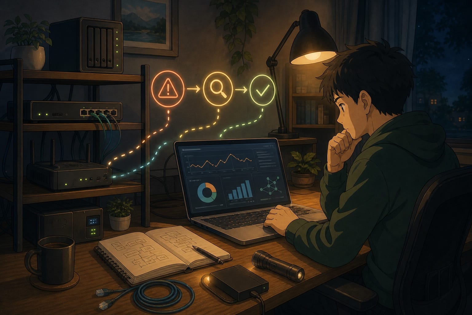 ภาพประกอบ: การเปลี่ยนงานดูแล homelab ที่ทำซ้ำให้เป็น automation ที่มีการตรวจสอบ