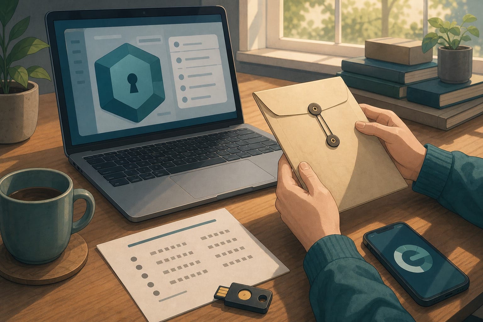 ภาพประกอบ: การเตรียม master password, recovery code และ MFA สำหรับ password manager