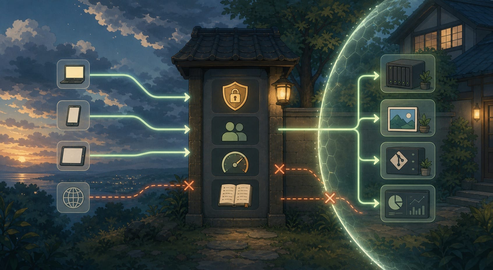 ภาพประกอบ: reverse proxy เป็น checkpoint ก่อนเข้าบริการภายใน homelab