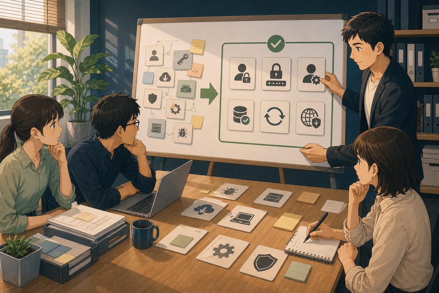 ภาพประกอบ: ทีม SME กำลังแยก quick wins ด้าน account, backup, update และ exposed services