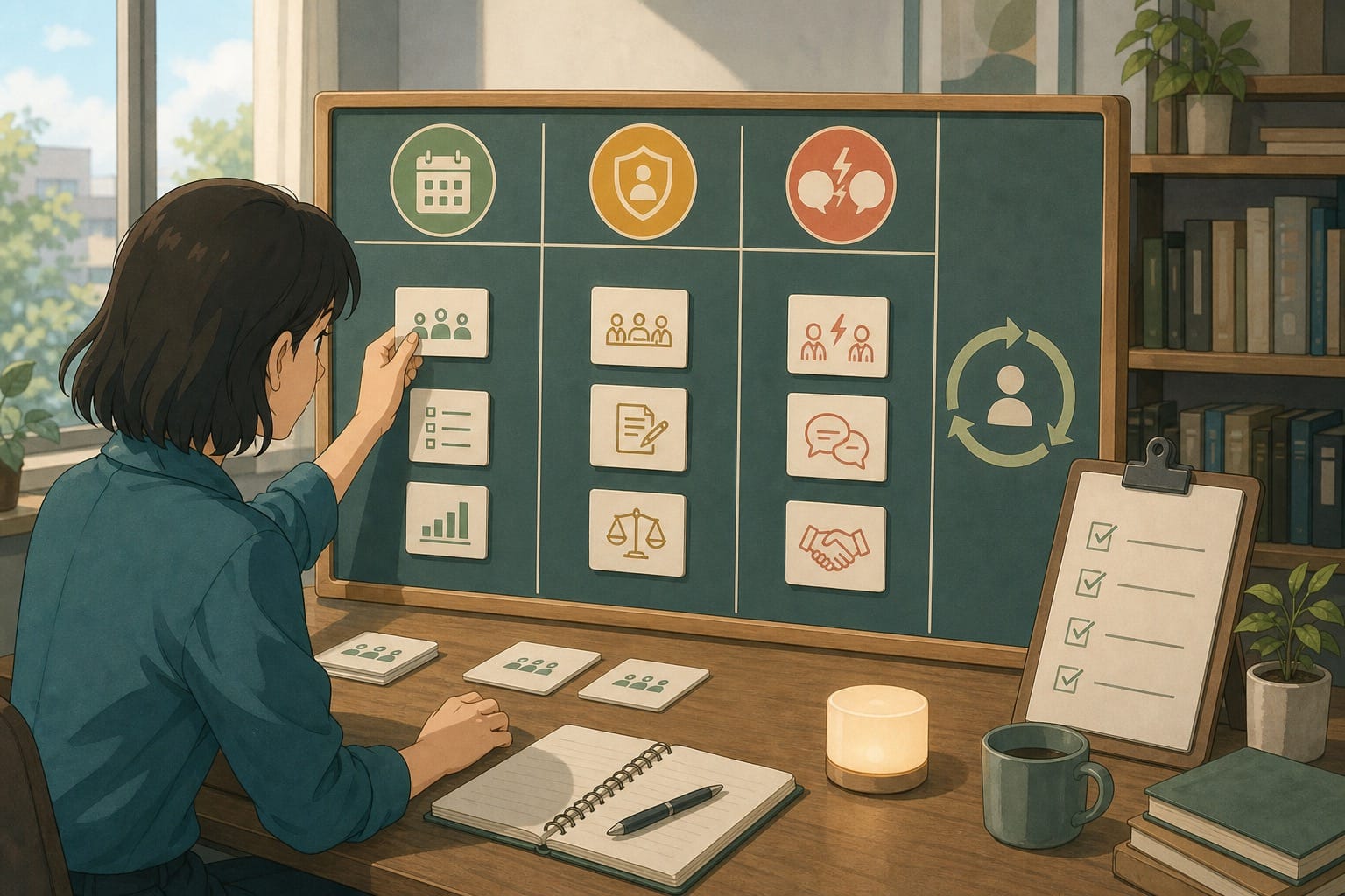 ภาพประกอบ: decision board สำหรับแยกประชุมที่ใช้ AI ได้กับประชุมที่ต้องใช้มนุษย์ฟังเอง