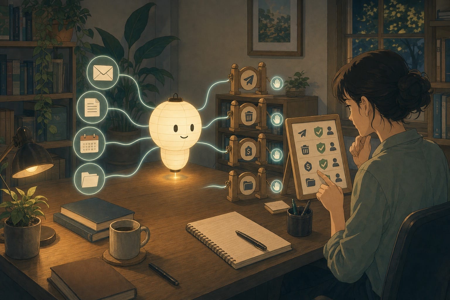 ภาพประกอบ: ผู้ใช้ตรวจสิทธิ์และ human approval gate ก่อนให้ AI assistant ทำงานผ่าน connector