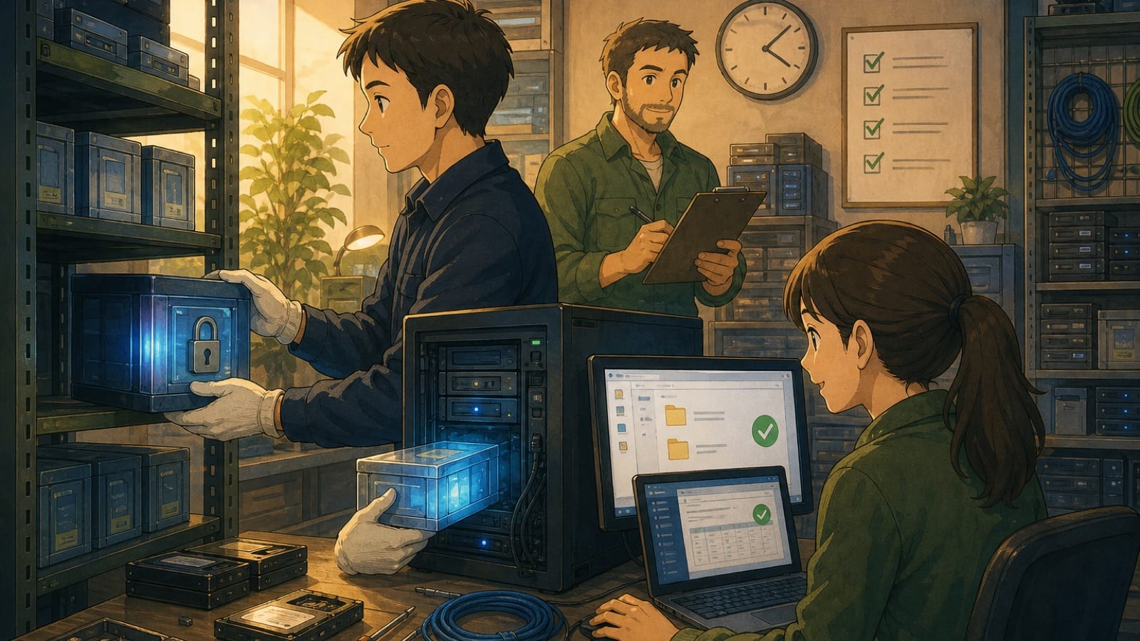 ภาพประกอบ: ทีมเล็กกำลังกู้ข้อมูลจาก backup เข้าสู่ระบบทดสอบและตรวจผลลัพธ์