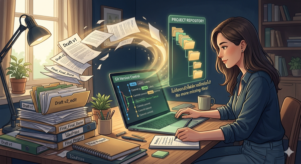 สอนใช้ Git ตอนที่ 1: Track Everything, Fear Nothing