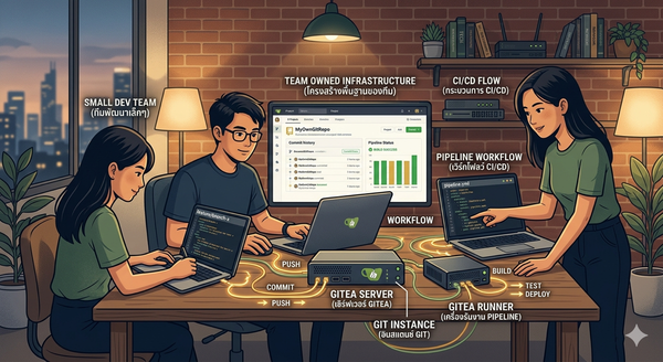 สอนใช้ Git ตอนที่ 4: Self-Hosted CI/CD with Gitea