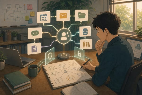 ภาพประกอบ consultant กำลังวางแผนให้ AI agent ต่อกับเครื่องมือและแหล่งข้อมูลหลายแบบผ่านขอบเขตที่ควบคุมได้