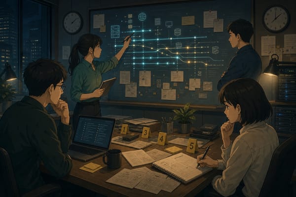 ภาพประกอบทีม incident response กำลังเรียงเหตุการณ์จาก log เป็น timeline