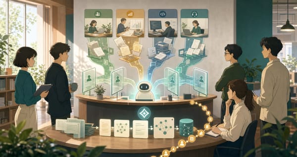 ภาพประกอบทีมองค์กรขนาดเล็กกำลังออกแบบ AI Search ภายในที่มี access control, RAG pipeline และ audit trail